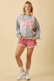 Game Day Cheer Patchwork Long Sleeve Crewneck Top