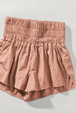 High-Waisted Smocked Nylon Running Shorts with Liner