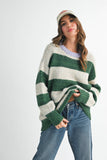 Oversized Striped Green & Lavender Sweater