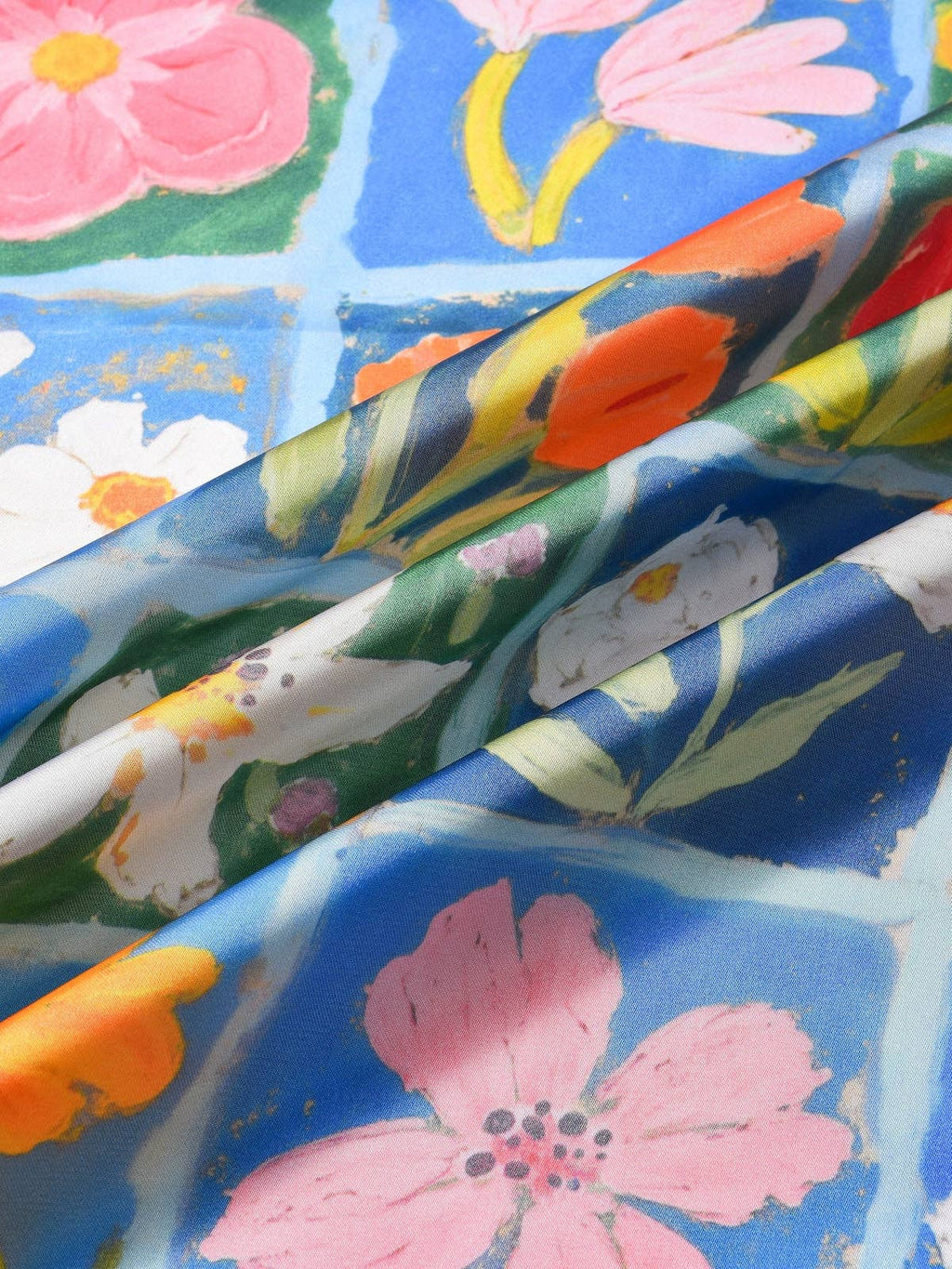 Scarvii - Romantic Floral Panel Border Print Scarf