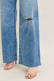 Medium Vintage Wash Wide Leg With Destroy