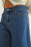 WIDE LEG DENIM PANTS WITH FRONT DETAIL