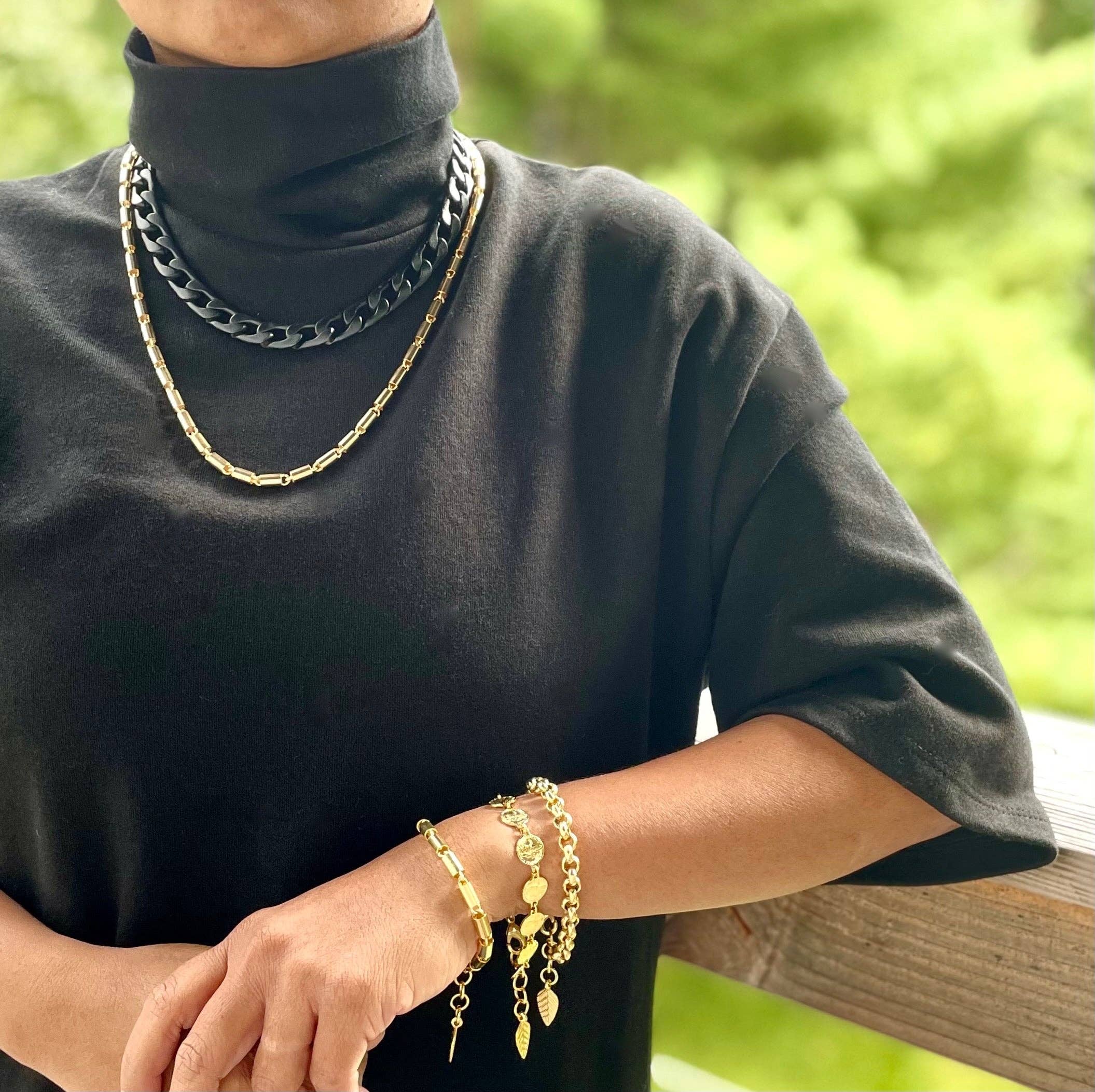 18k matte gold chain bracelet