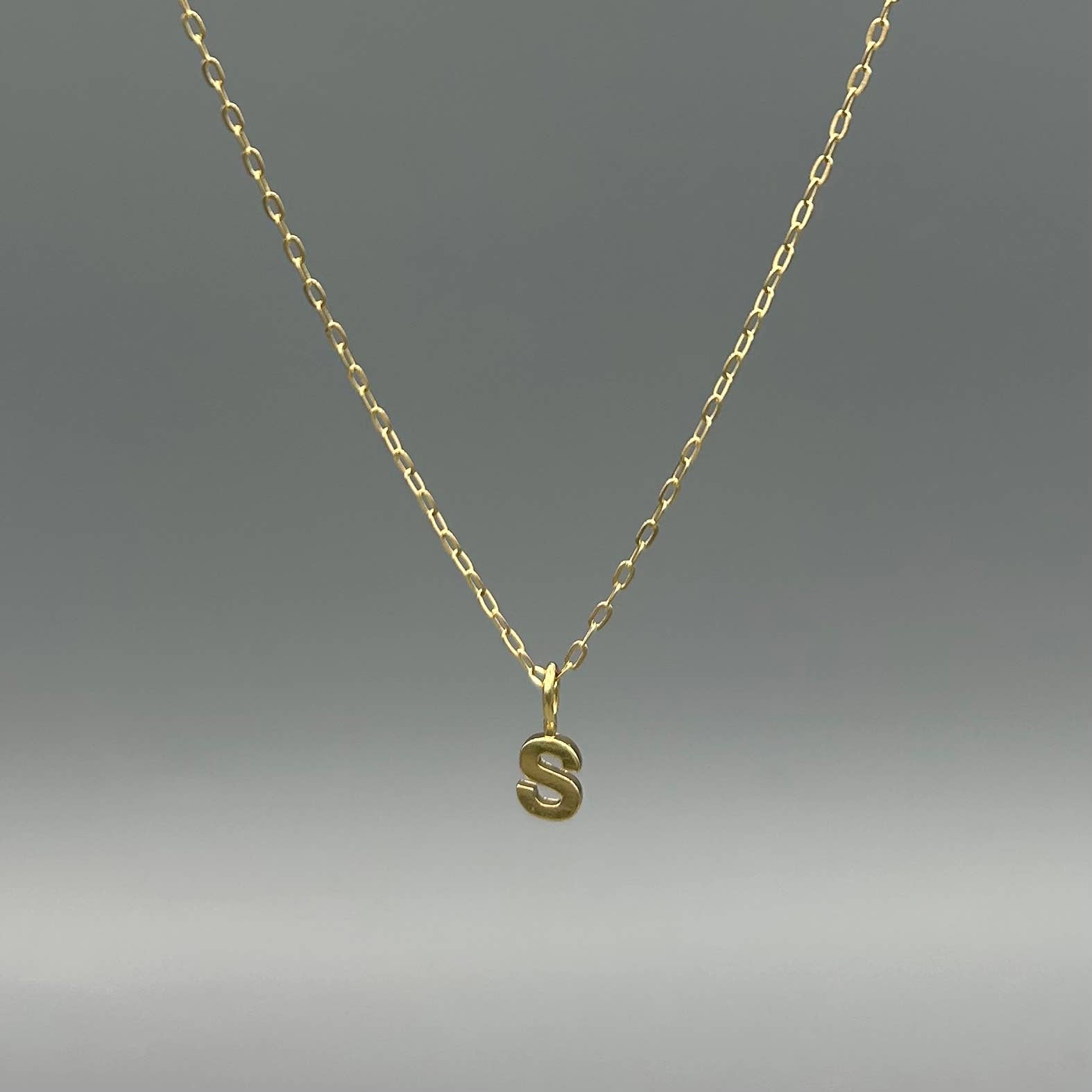 Gold Block Letter Necklace