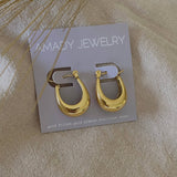 U Shaped Hoop Earrings 18k gold plated over SS waterproof