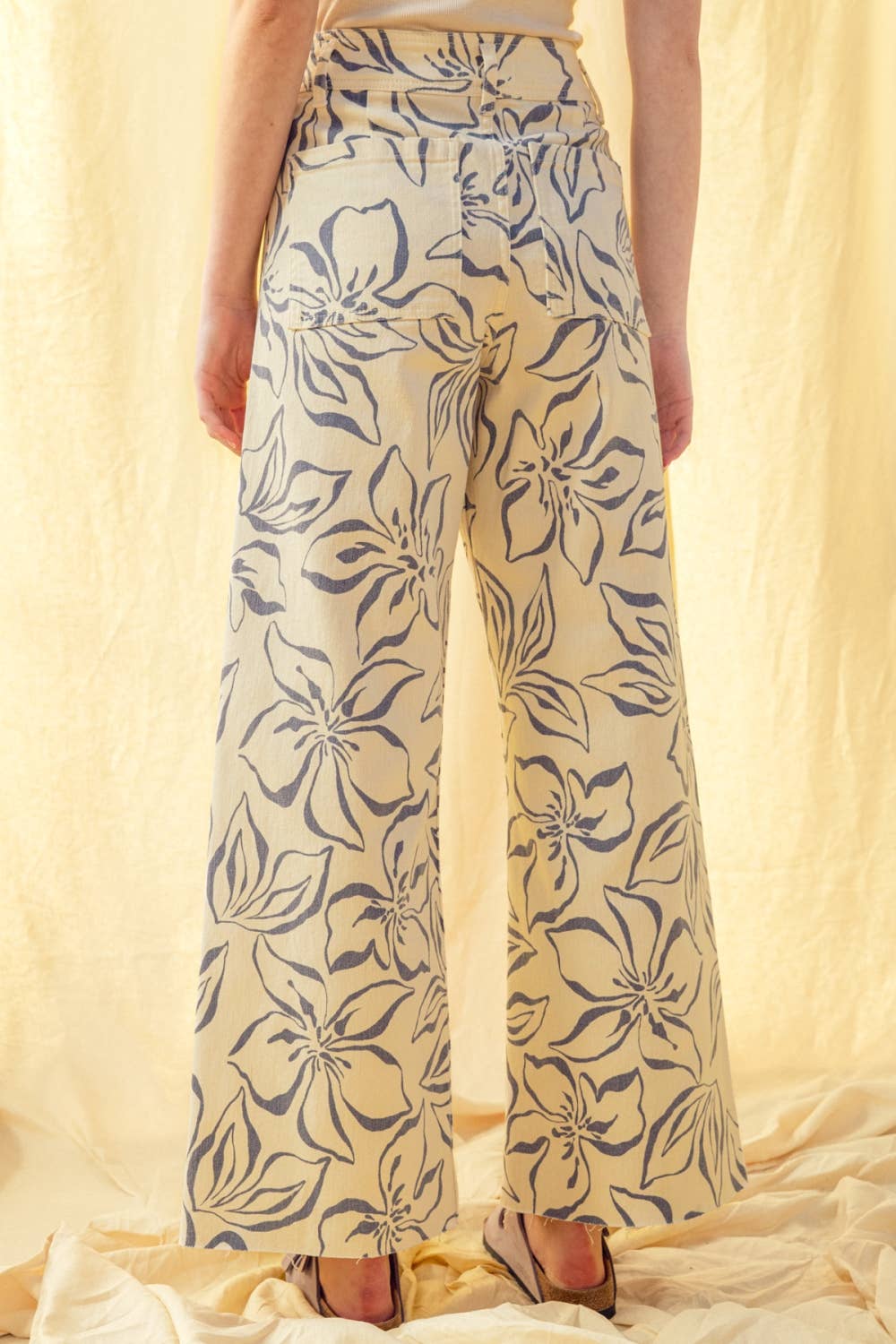 FLORAL PRINT STRETCH PANTS