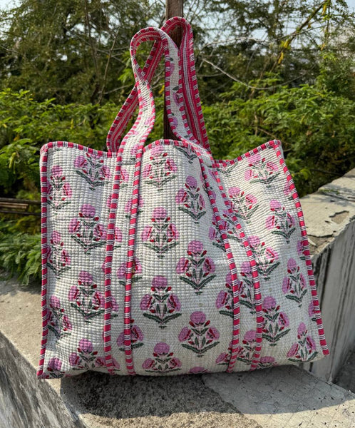 Casey Quilted Cotton Floral Bag Tote