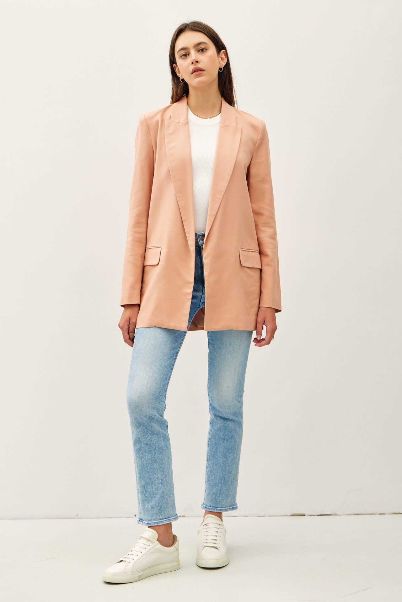 Classic Linen Oversized Blazer - Dusty Apricot