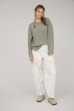CREW NECK RIBBED LONG SLEEVE KNIT TOP (PRE-ORDER)