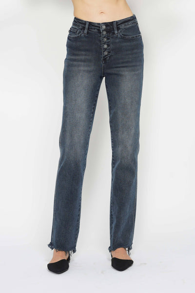 HW Button Fly Hem Destroy Straight