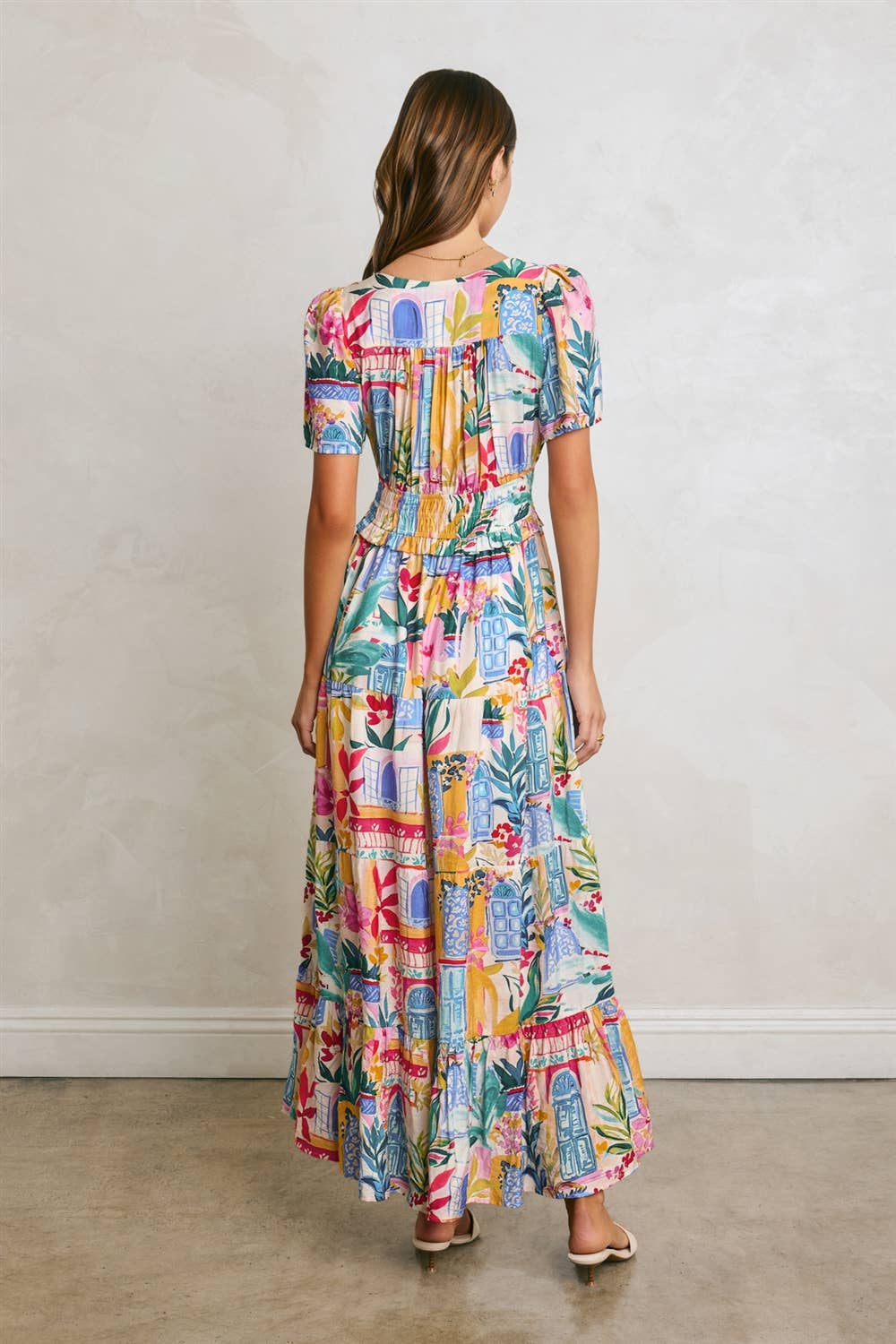 Long Summer Plunging Tiered Maxi Dress