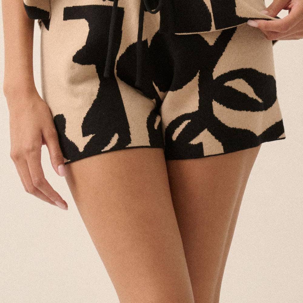 Abstract Floral Knit Shorts