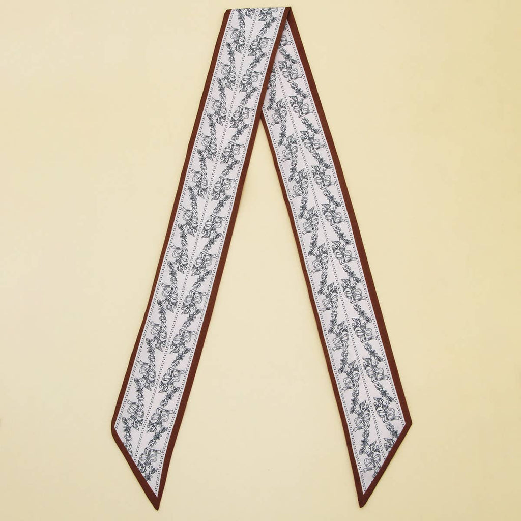 Floral and Ribbon Silk Scarf