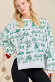 Holiday Toile Printed Oversized Top