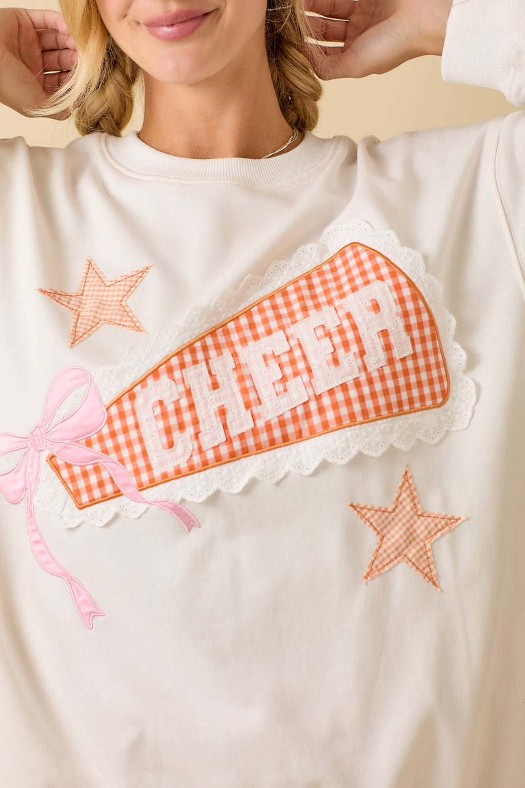 Game Day Cheer Patchwork Long Sleeve Crewneck Top- CLEARANCE