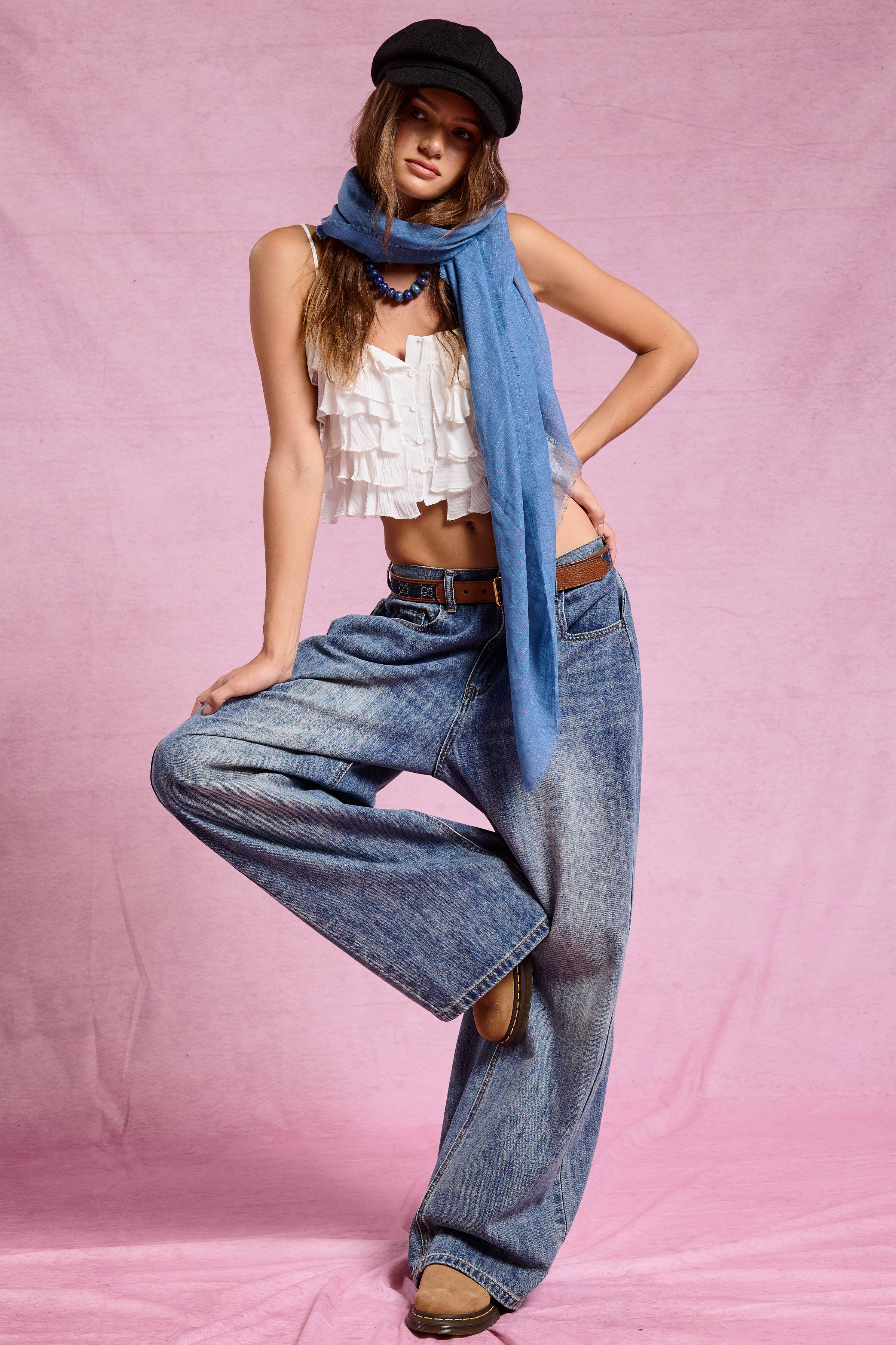 Stonewash Wide Leg Baggy Denim Jeans