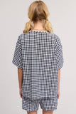 Gingham Open Front Self Tie Top and Shorts Matching Set