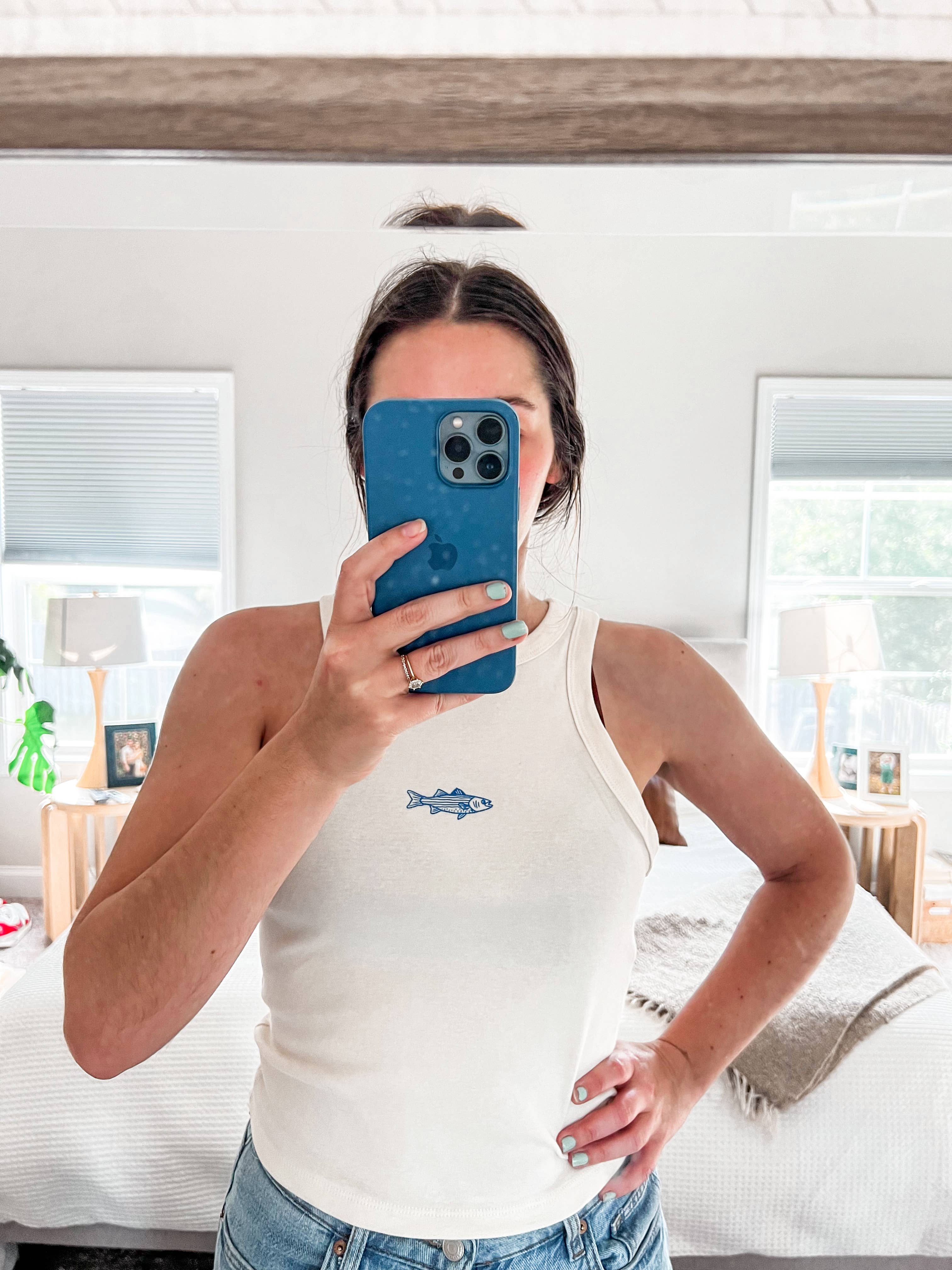 Freshwater Fish Ribbed Racer Tank