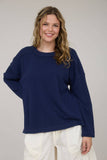 CREW NECK RIBBED LONG SLEEVE KNIT TOP (PRE-ORDER)