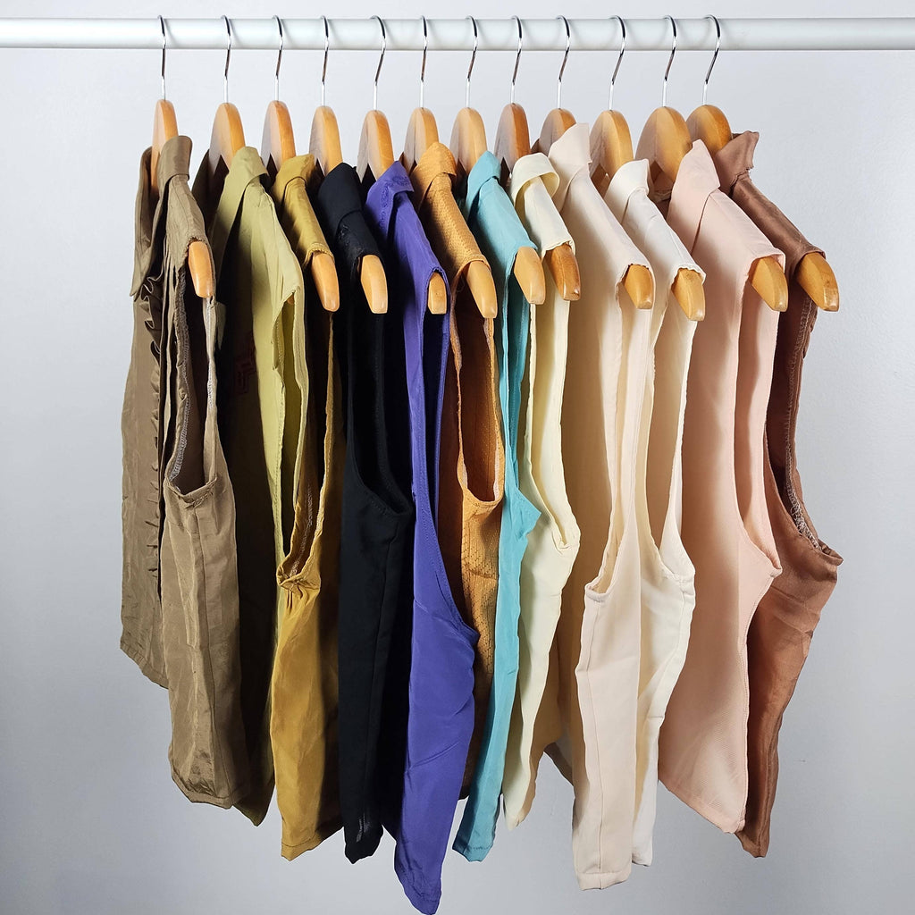 Reworked Sleeveless Button-Up Cropped Blouse - SOLID COLORS