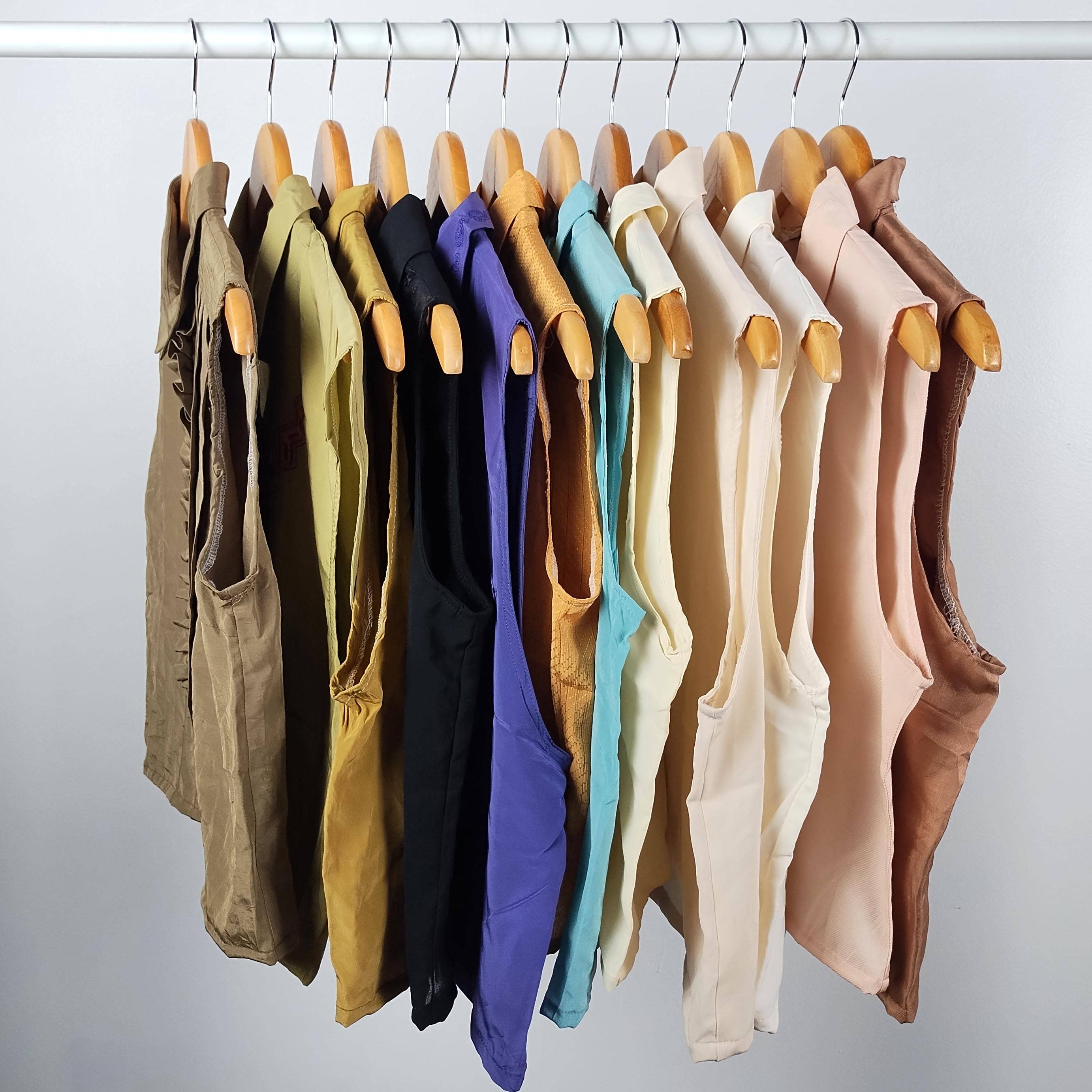 Reworked Sleeveless Button-Up Cropped Blouse - SOLID COLORS