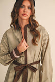 STRIPED BUTTON DOWN BELTED MINI DRESS MDR4225