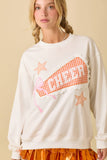 Game Day Cheer Patchwork Long Sleeve Crewneck Top