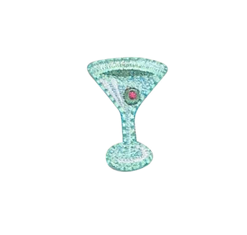 Green Mini Martini Glass Iron-On Patch – 1" Cocktail Glass