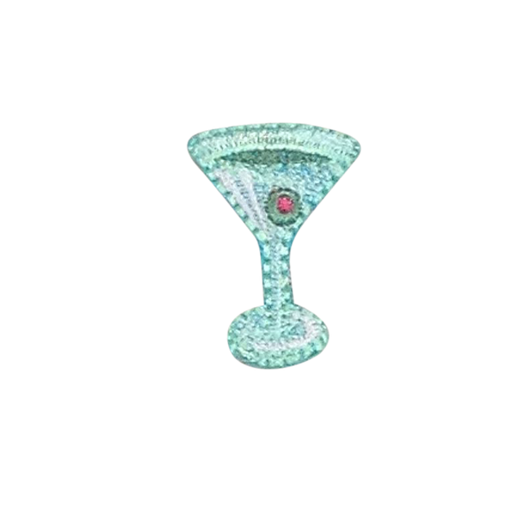 Green Mini Martini Glass Iron-On Patch – 1" Cocktail Glass