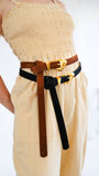 Skinny Suede Belt with Chubby Buckle