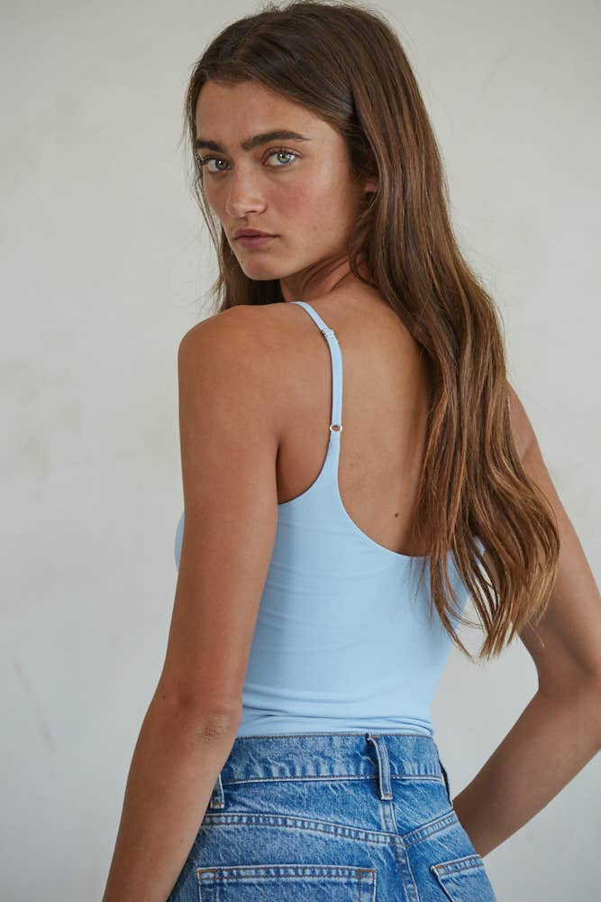 Seamless Double Layer Spaghetti Strap Bodysuit