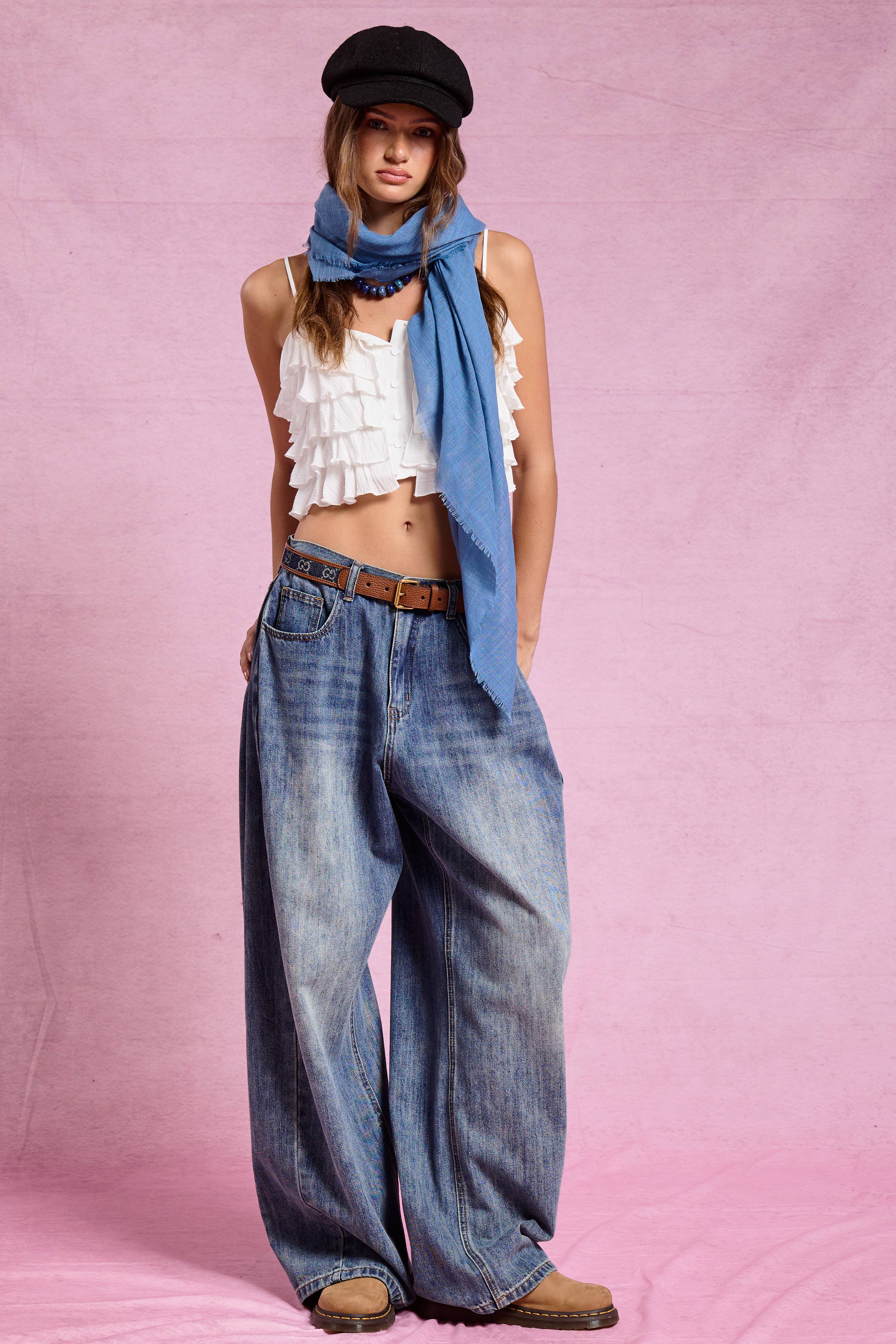 Stonewash Wide Leg Baggy Denim Jeans
