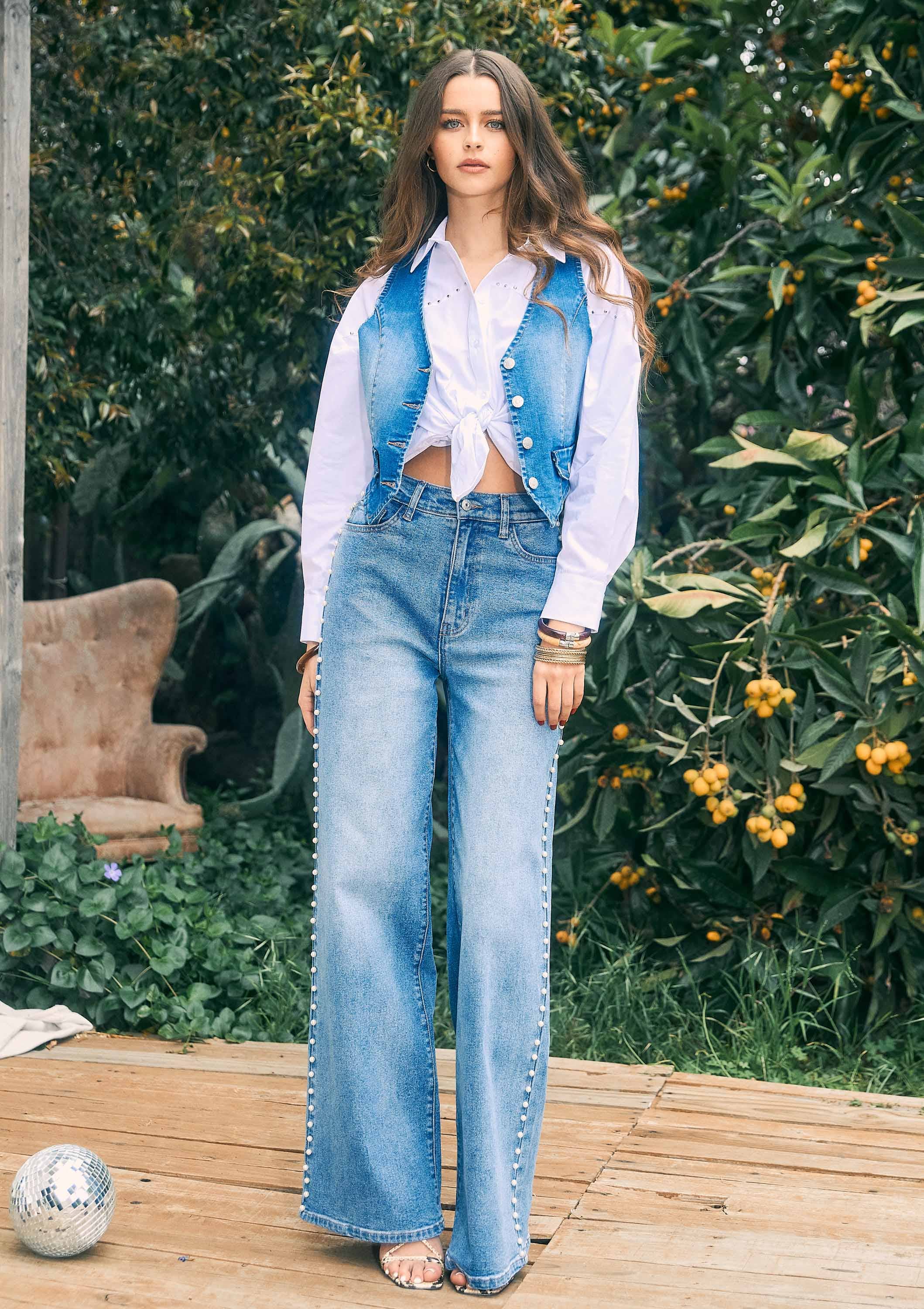 Pearl High-Rise Wideleg Jeans