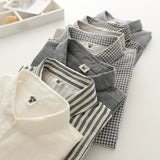 Gingham Soft Muslin Cotton Button-Down cap sleeve blouse