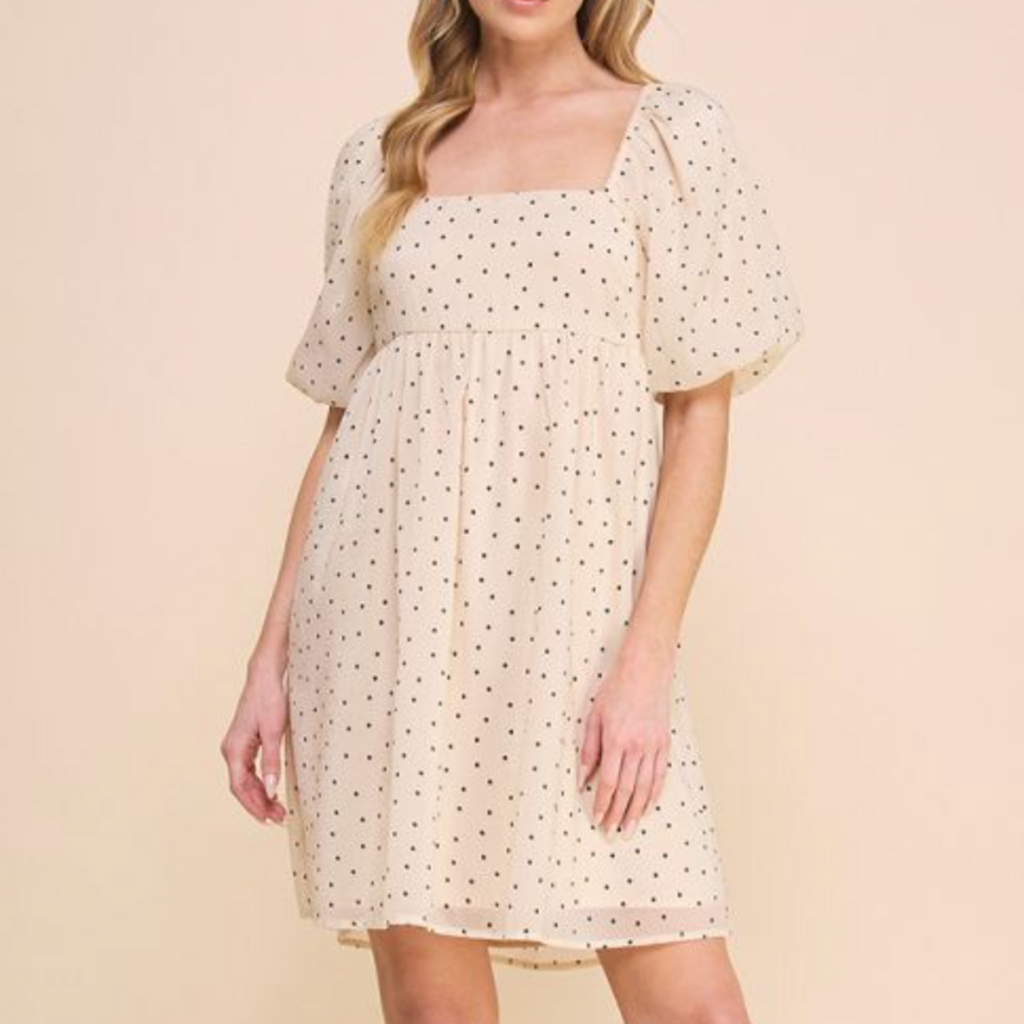 Polka Dot Dress with Bow Tie Back- CLEARANCE
