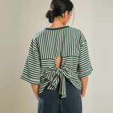 Green & Cream Striped Top