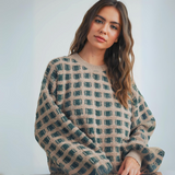 Checkered Oversized Sweater- Green