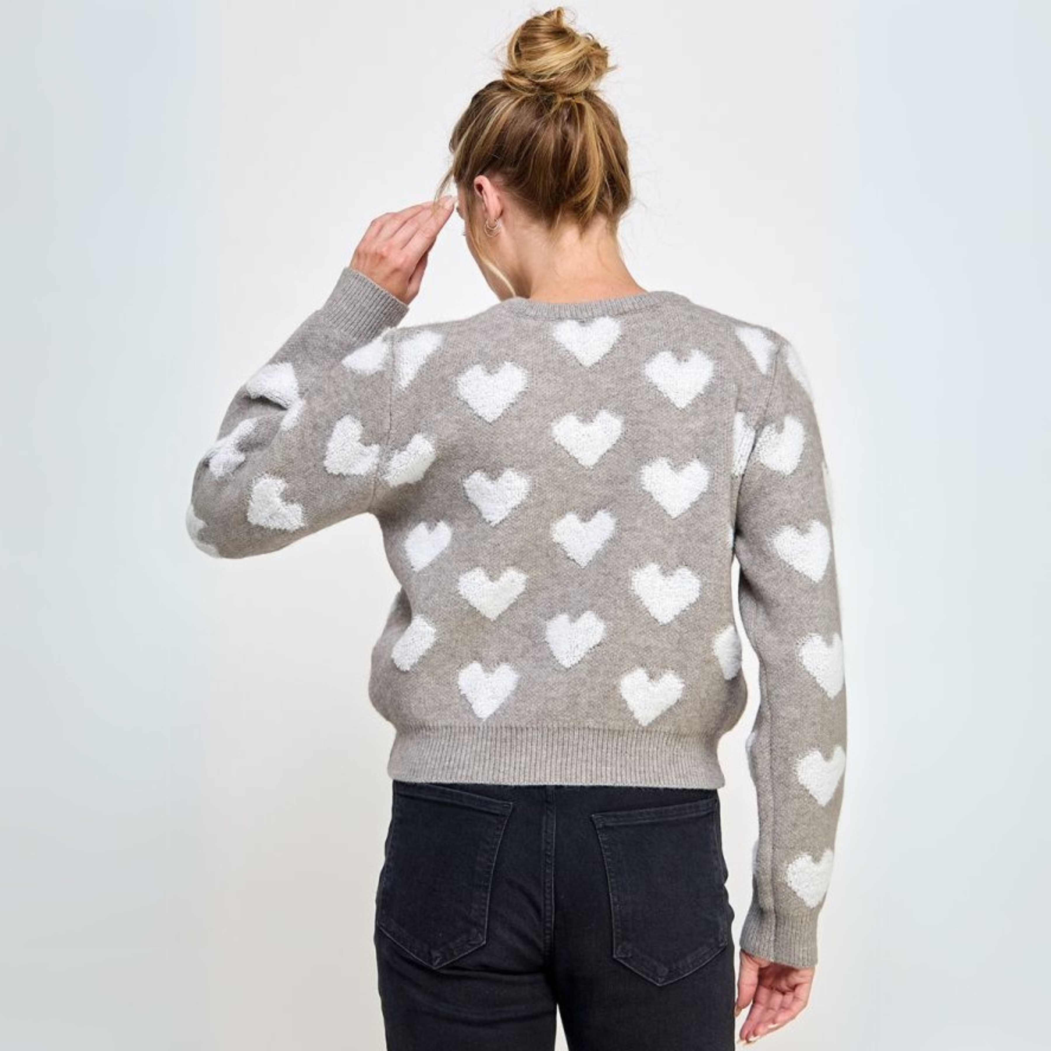 Hearts on Heather Grey Sweater