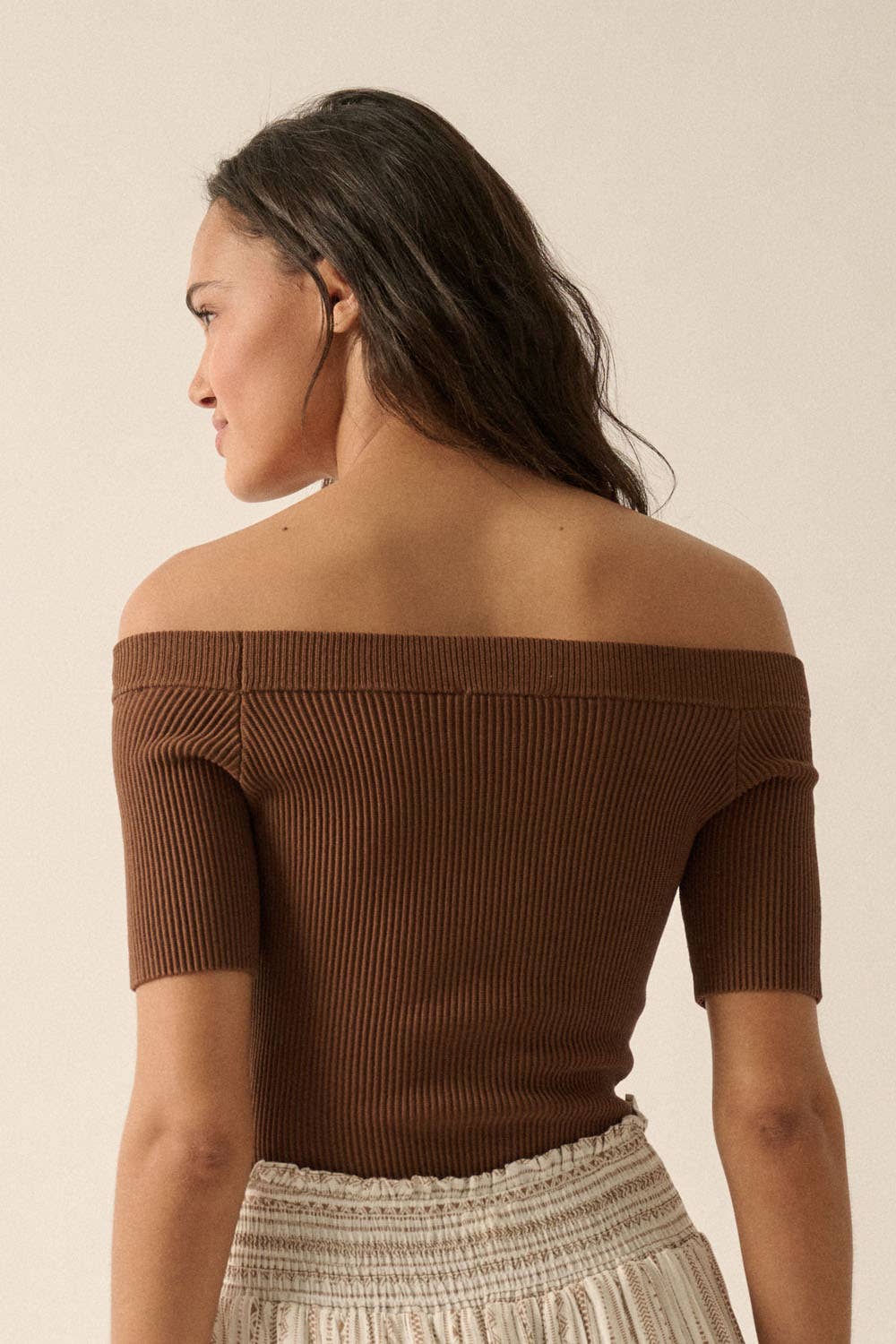 Shaper Fit Off-Shoulder Rib Knit Bodysuit