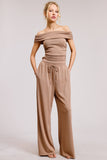 Off Shoulder Pants Set with Ruched Top