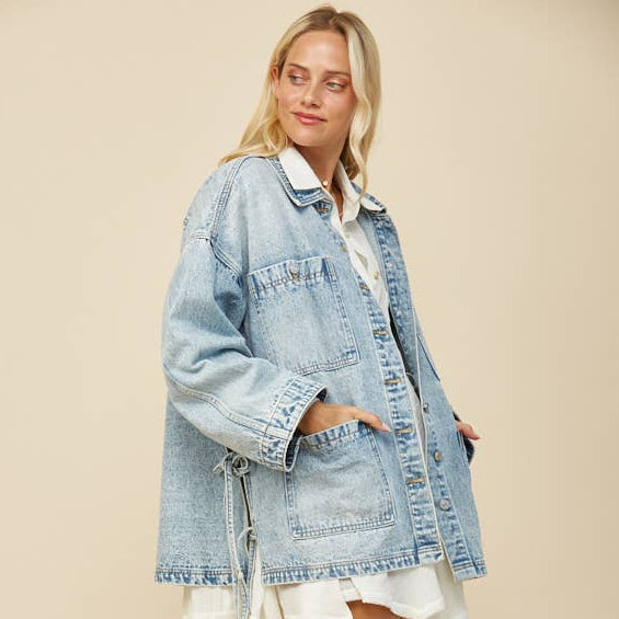 Side Tie Denim Jacket