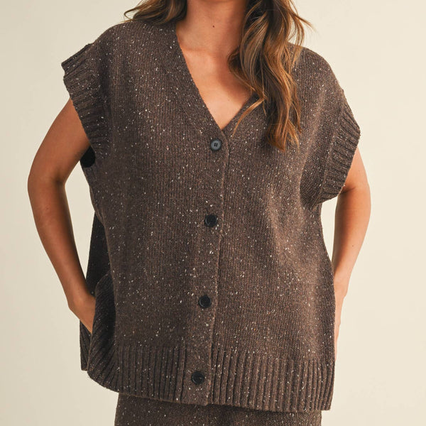 The Marlowe Speckled Knit Vest – Cocoa
