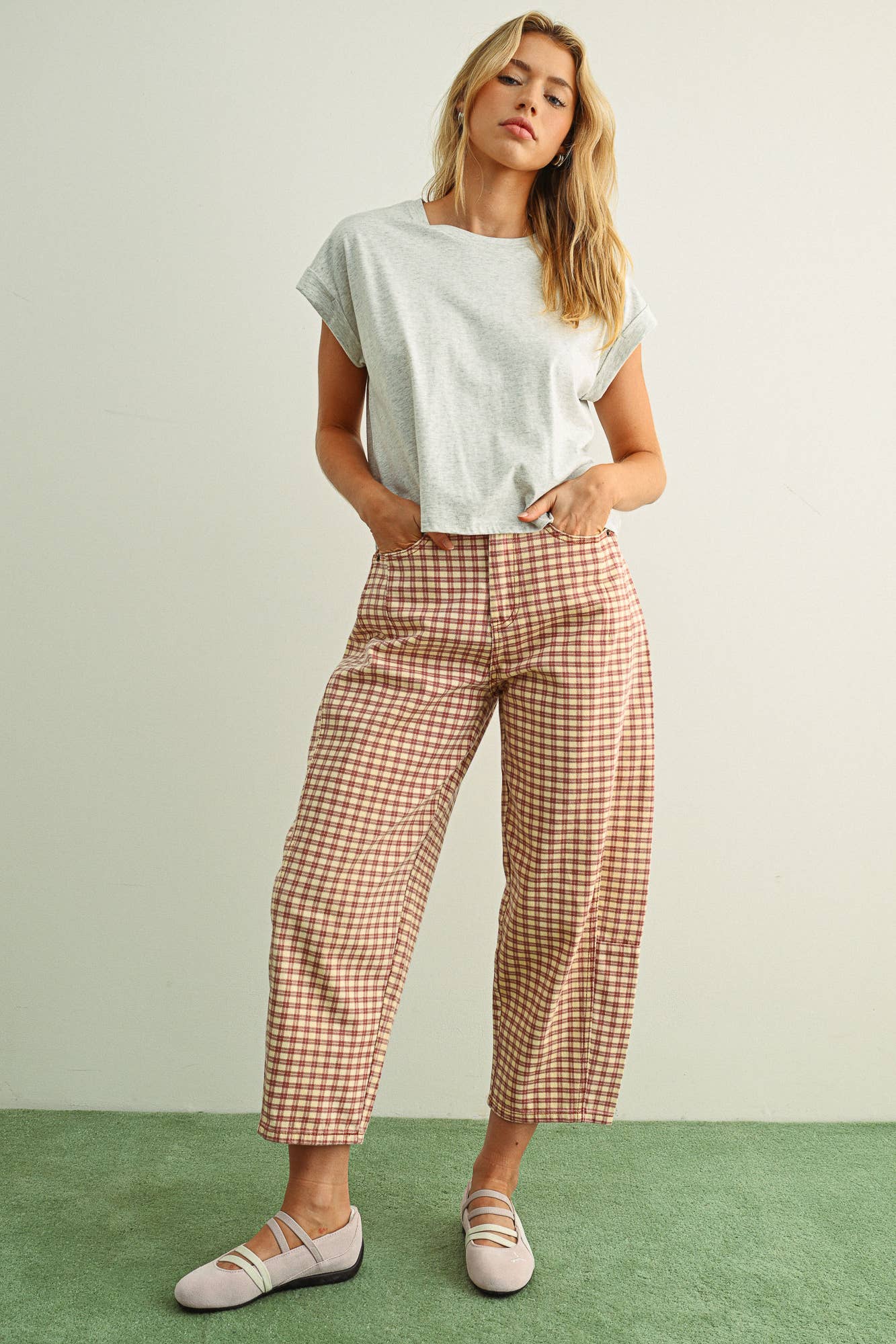 Mini Checker Barrel Pants - 6 Colors