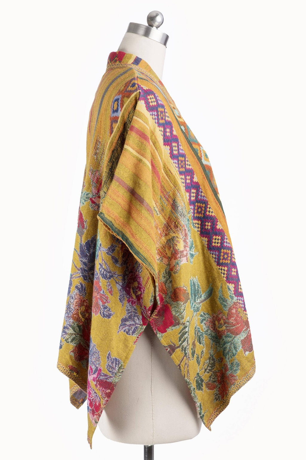 Thalia Floral Geometric Short Open Poncho