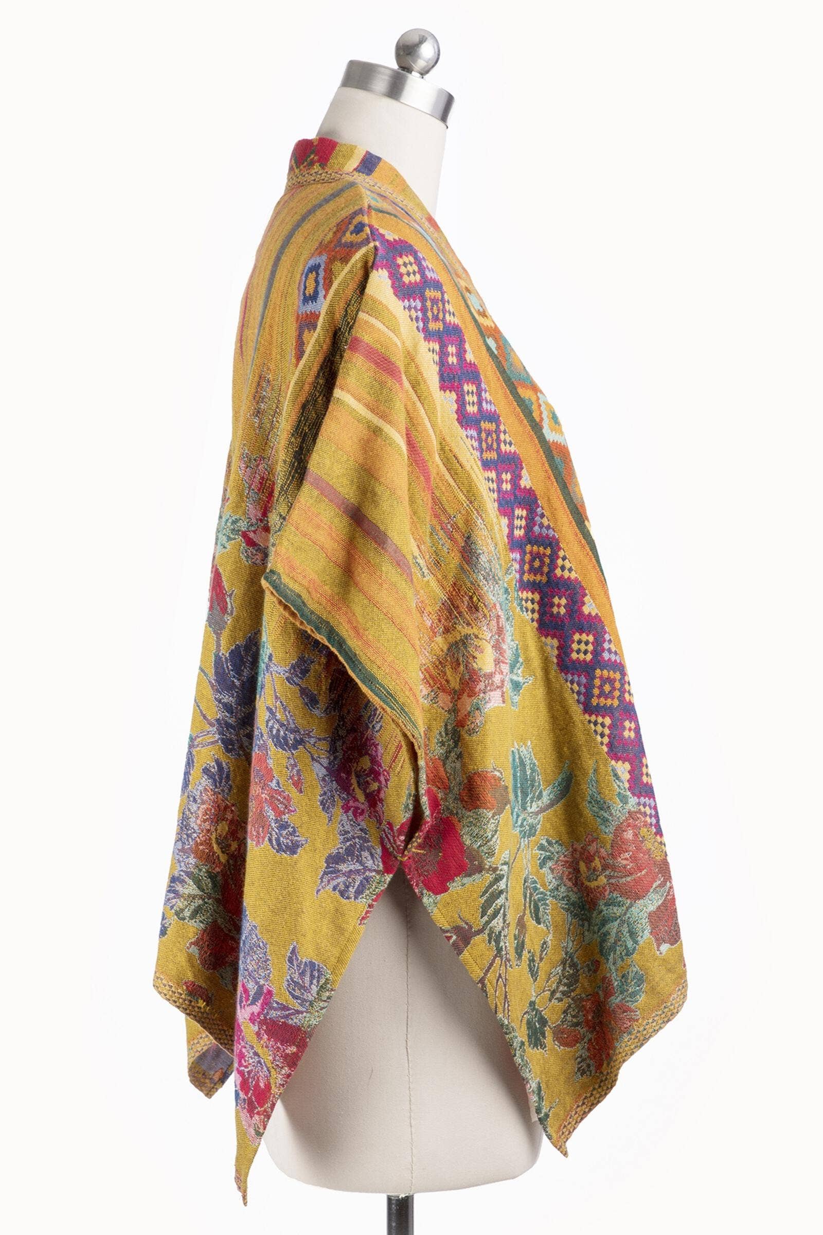 Thalia Floral Geometric Short Open Poncho