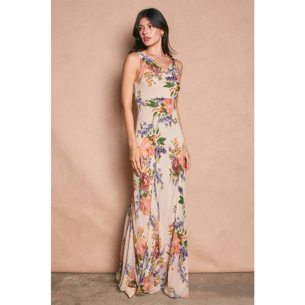 Delicate Affair Cowl Neck Godet Maxi Dress