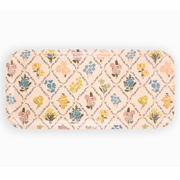 Trellis Tray | Floral Pattern Wooden Serving Trinket Tray