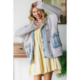 Knit Body Denim Layerd Jacket