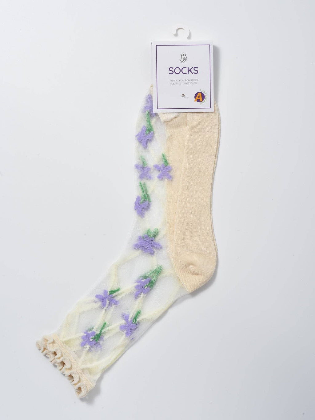 Rufia - Soft Sheer Floral Vine Crew Socks