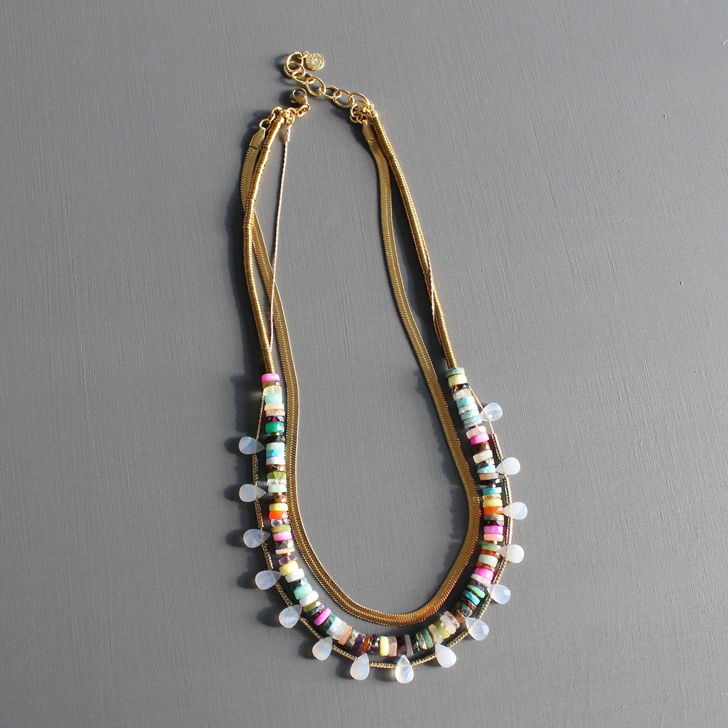David Aubrey Triple strand multicolor necklace